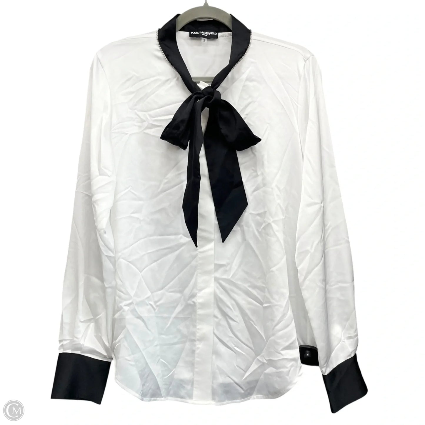 Top Long Sleeve Designer By Karl Lagerfeld In White, Size: M