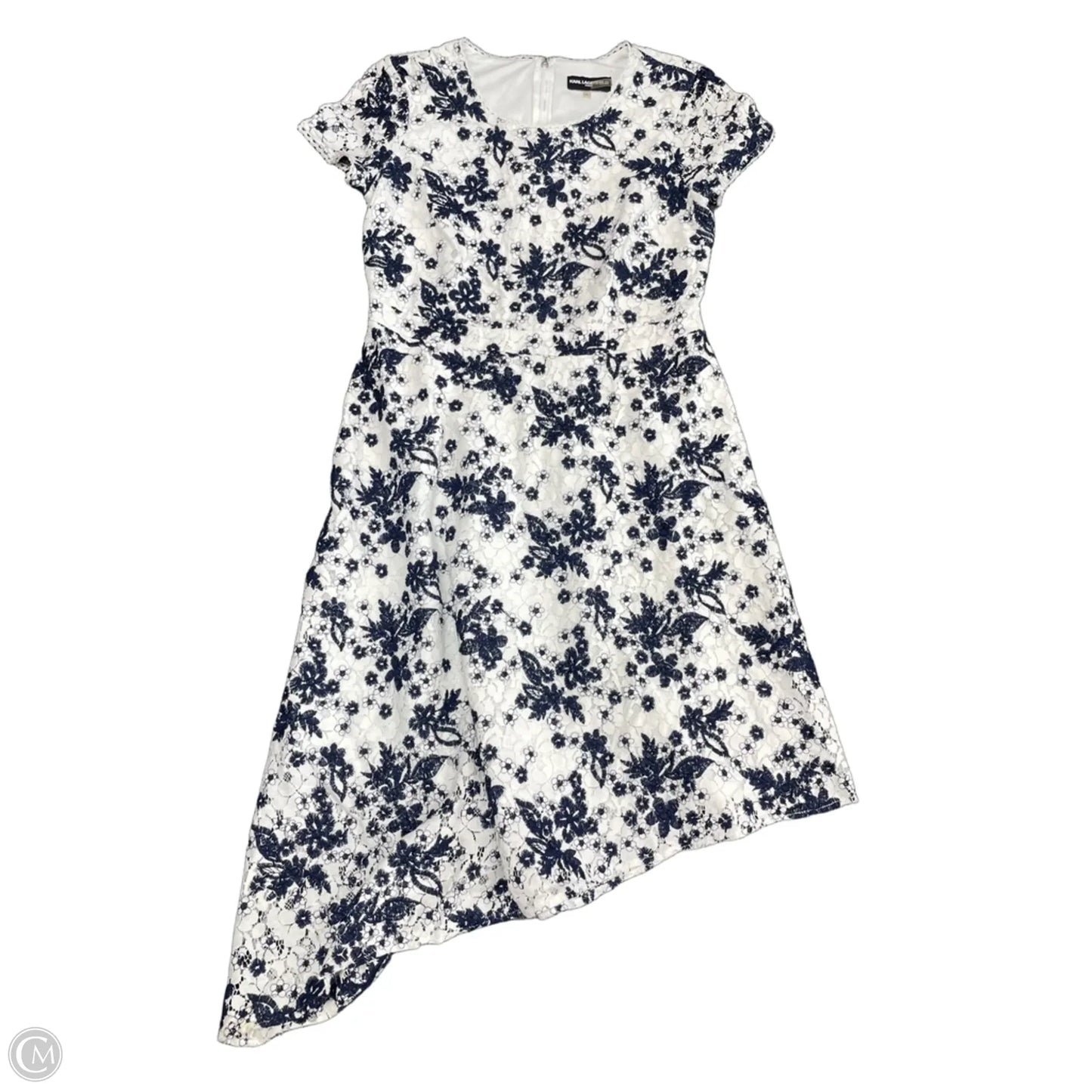 Dress Casual Midi By Karl Lagerfeld In Blue & White, Size: 10