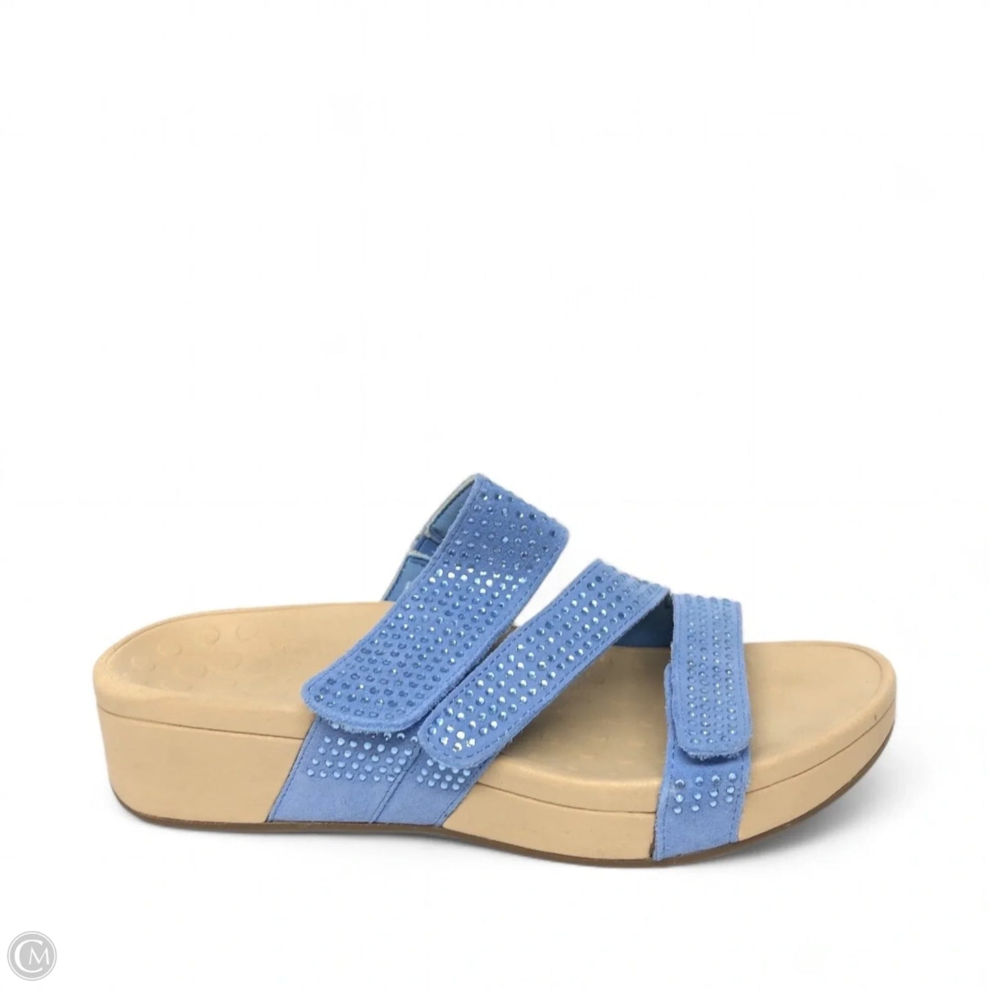 Sandals Heels Platform By Vionic In Blue & Cream, Size: 8