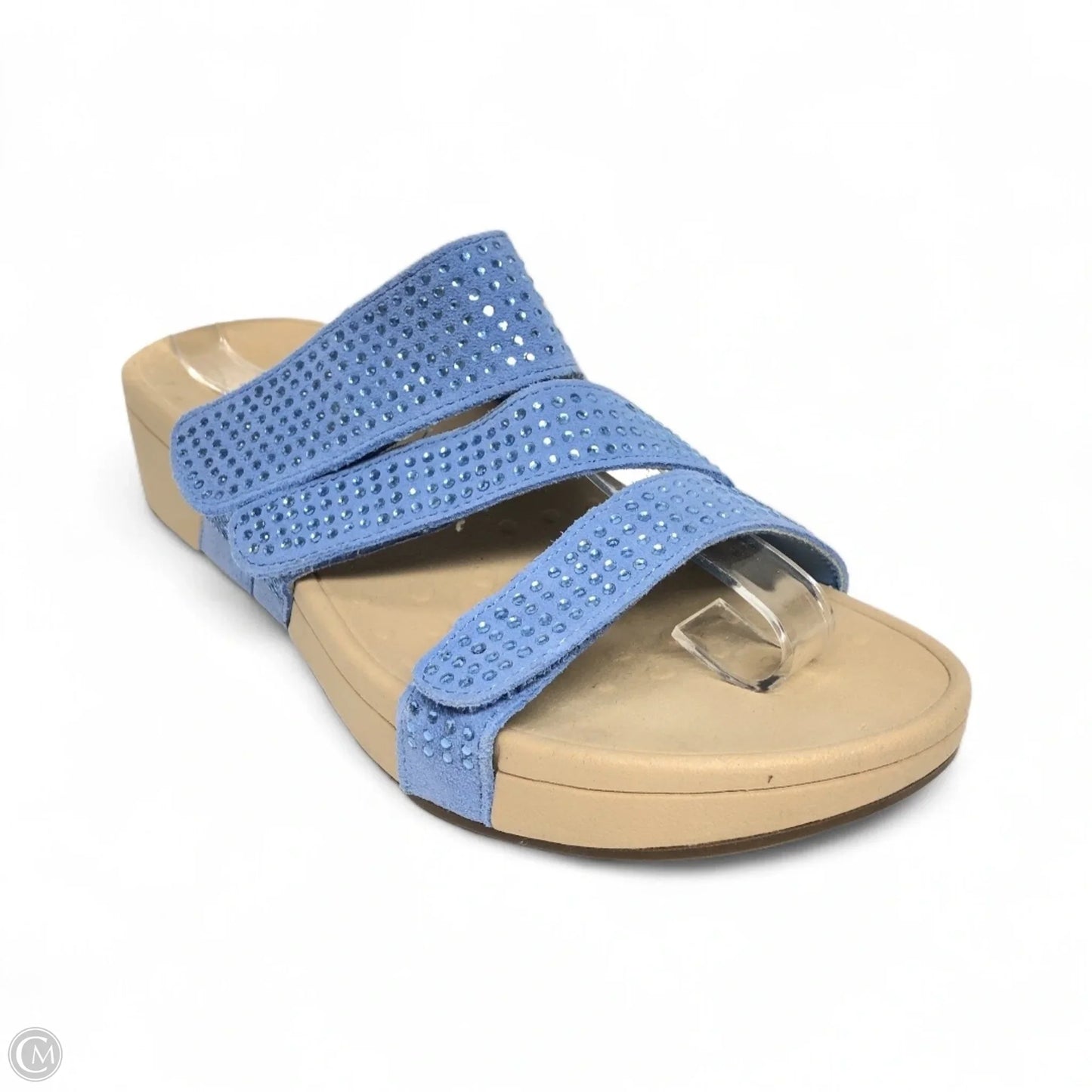 Sandals Heels Platform By Vionic In Blue & Cream, Size: 8