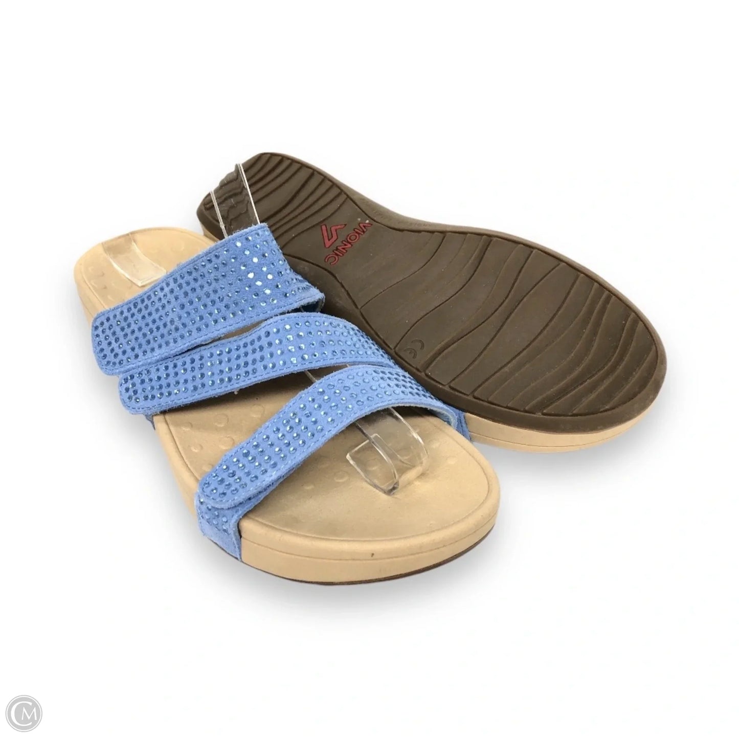 Sandals Heels Platform By Vionic In Blue & Cream, Size: 8