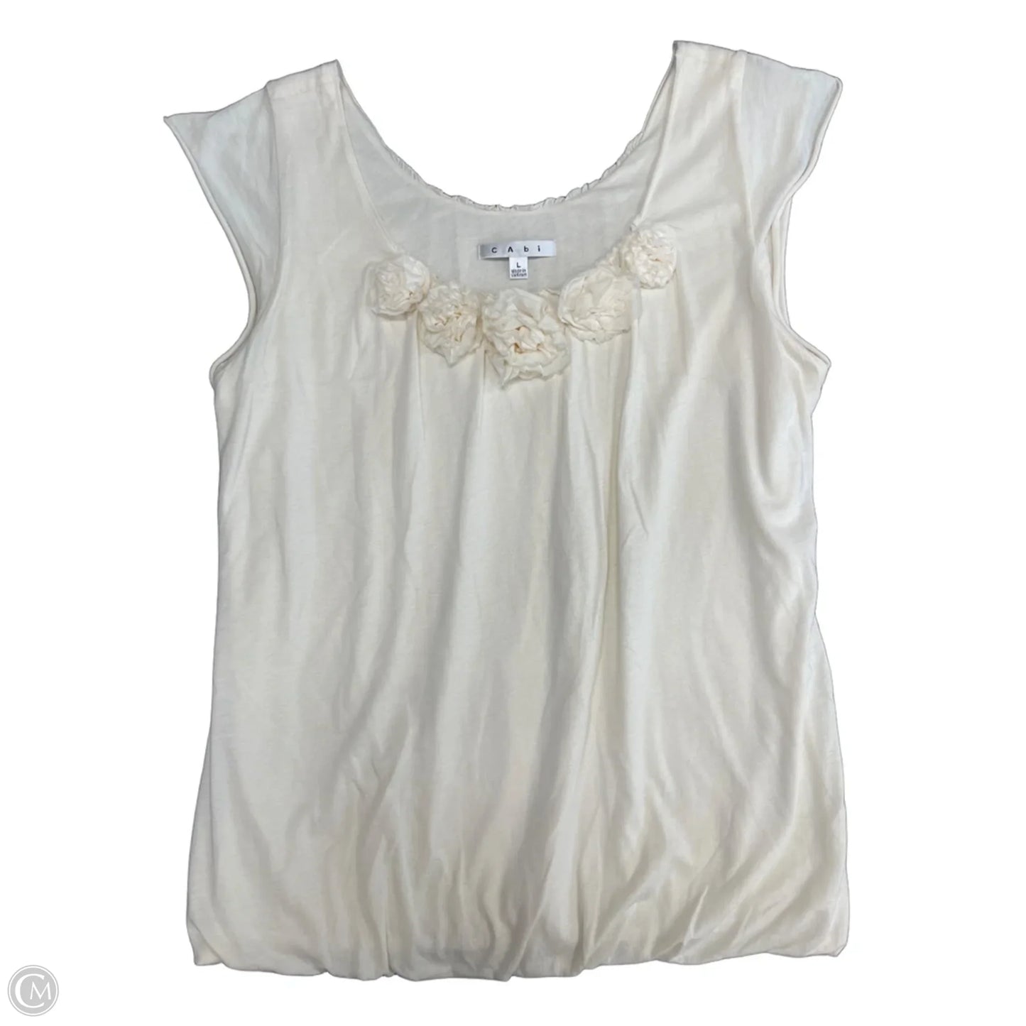 Top Short Sleeve By Cabi In Cream, Size: L
