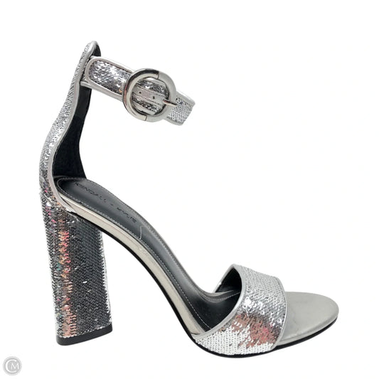 Sandals Heels Block By Kendall + Kylie In Silver, Size: 8