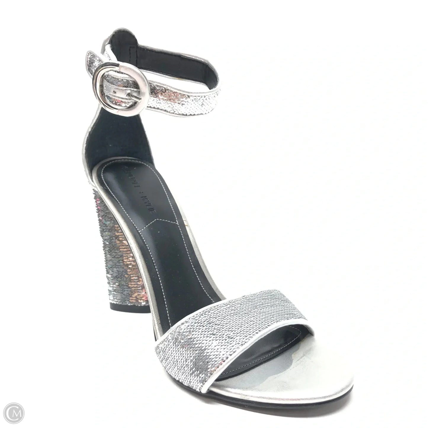 Sandals Heels Block By Kendall + Kylie In Silver, Size: 8