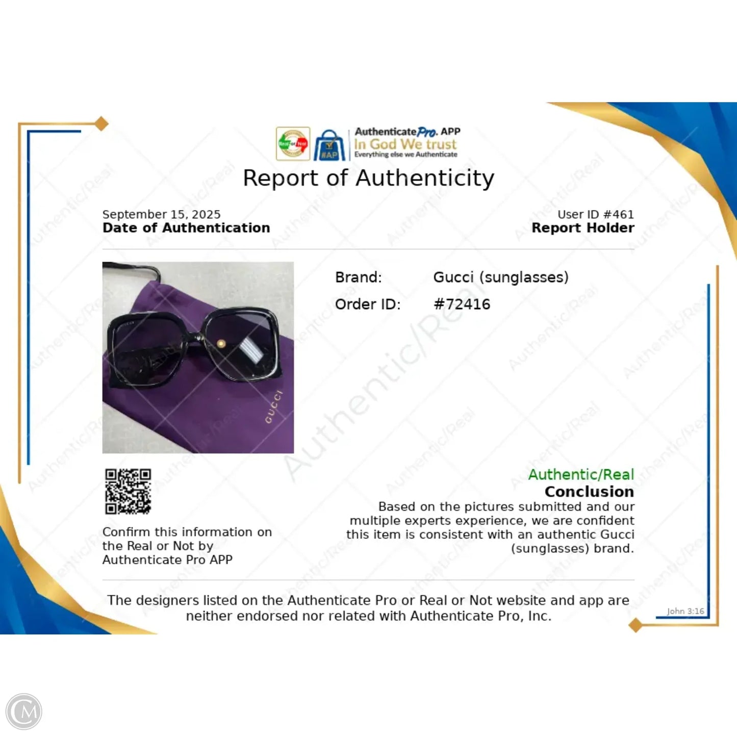 Sunglasses Luxury Designer By Gucci