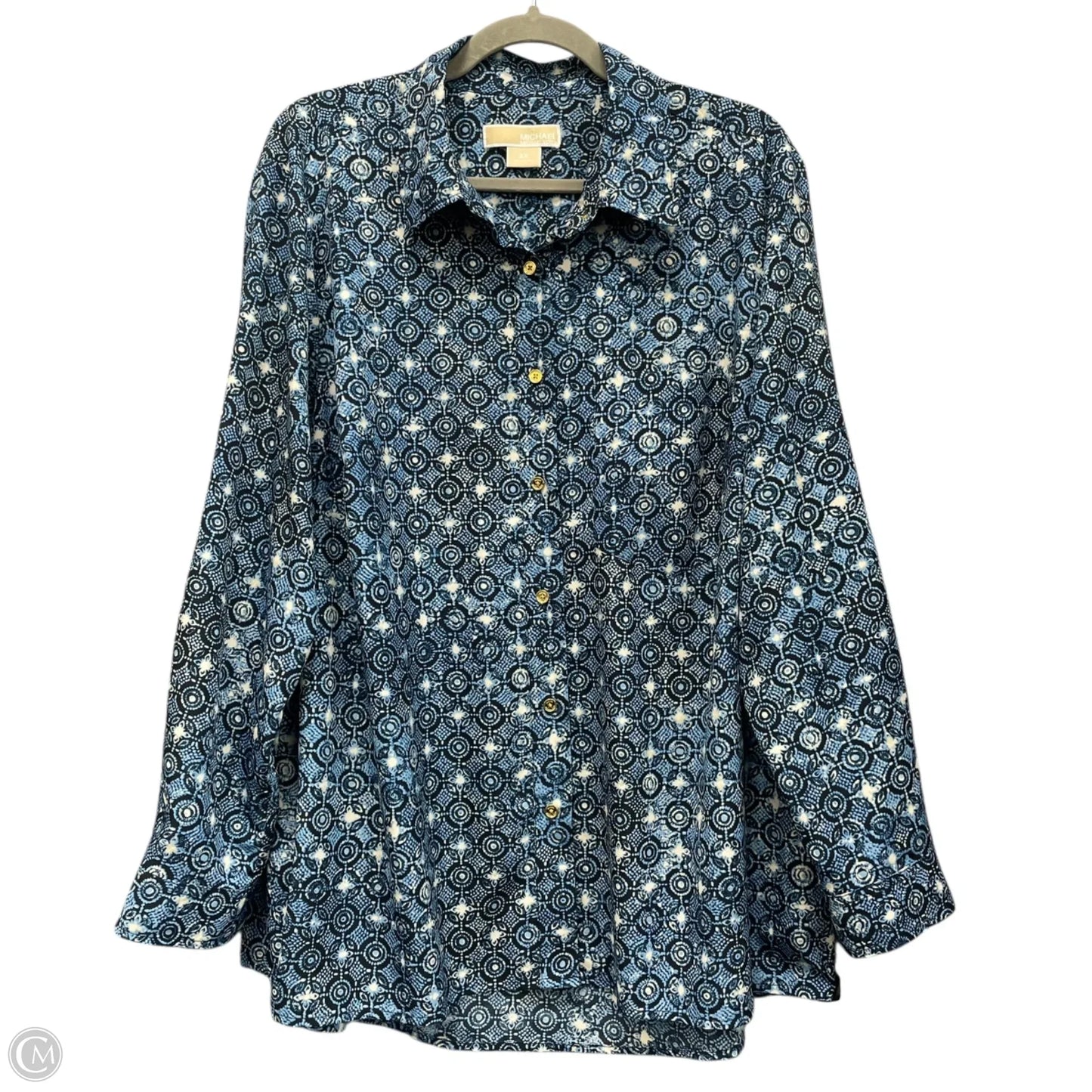 Top Long Sleeve By Michael By Michael Kors In Blue, Size: 2x