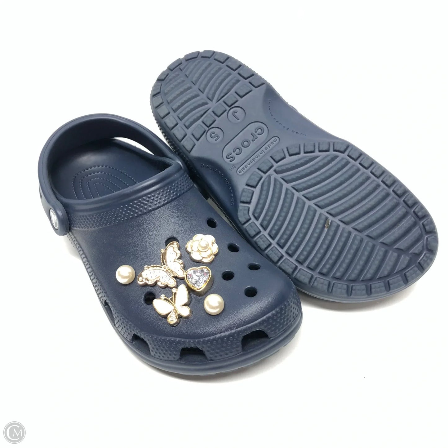 Shoes Flats By Crocs In Navy, Size: 5
