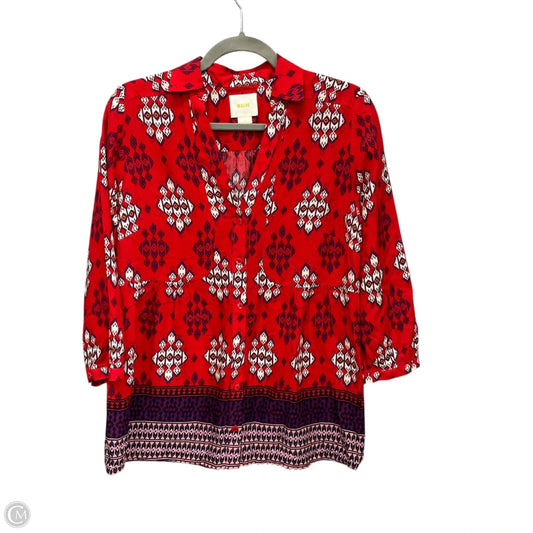 Top Long Sleeve By Maeve In Red, Size: 4