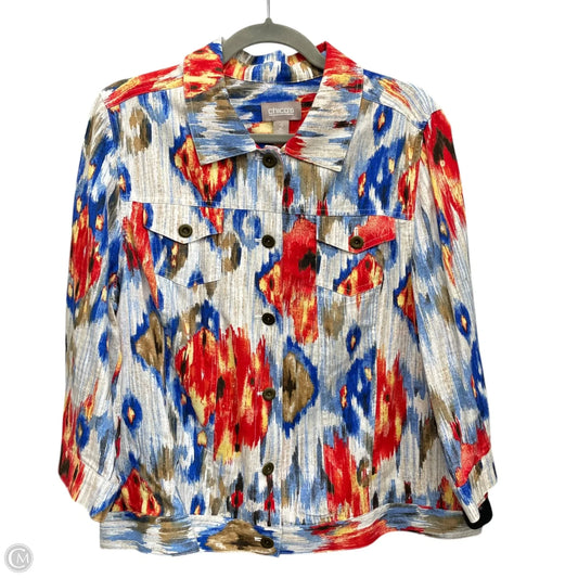 Jacket Shirt By Chicos In Multi-colored, Size: L