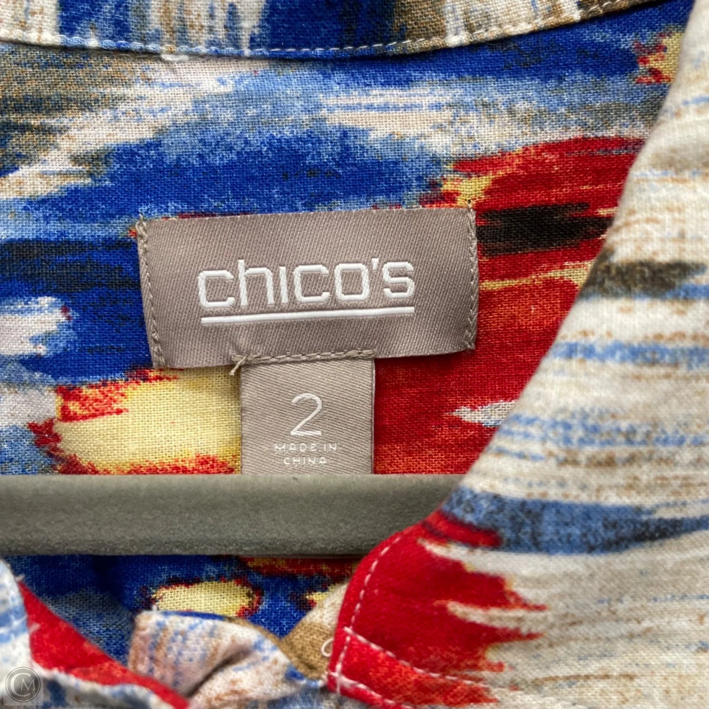 Jacket Shirt By Chicos In Multi-colored, Size: L