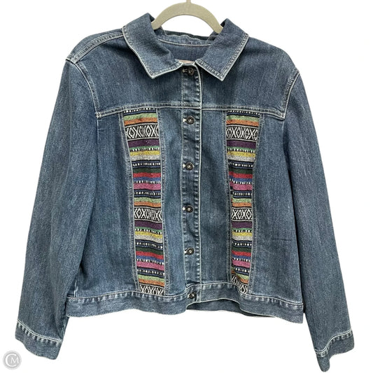 Jacket Denim By Chicos In Blue Denim, Size: Xl