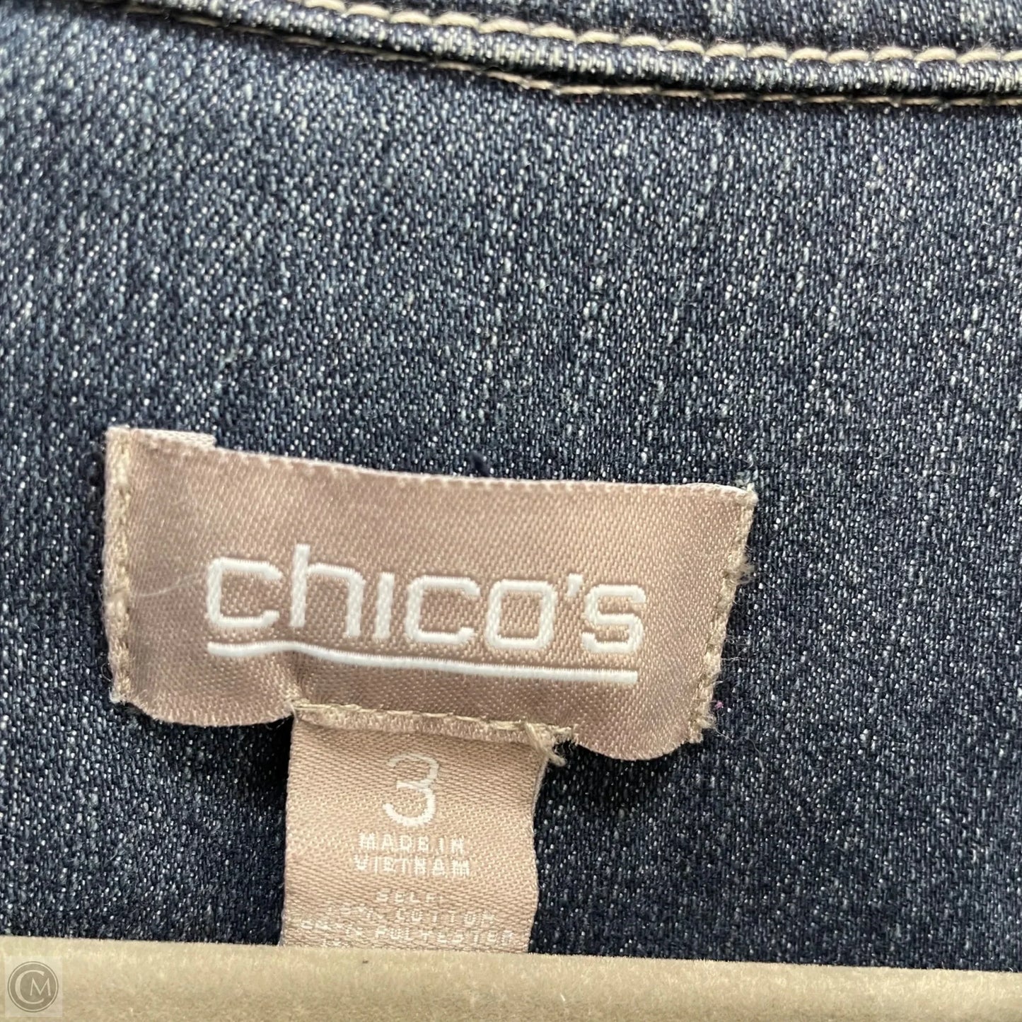 Jacket Denim By Chicos In Blue Denim, Size: Xl