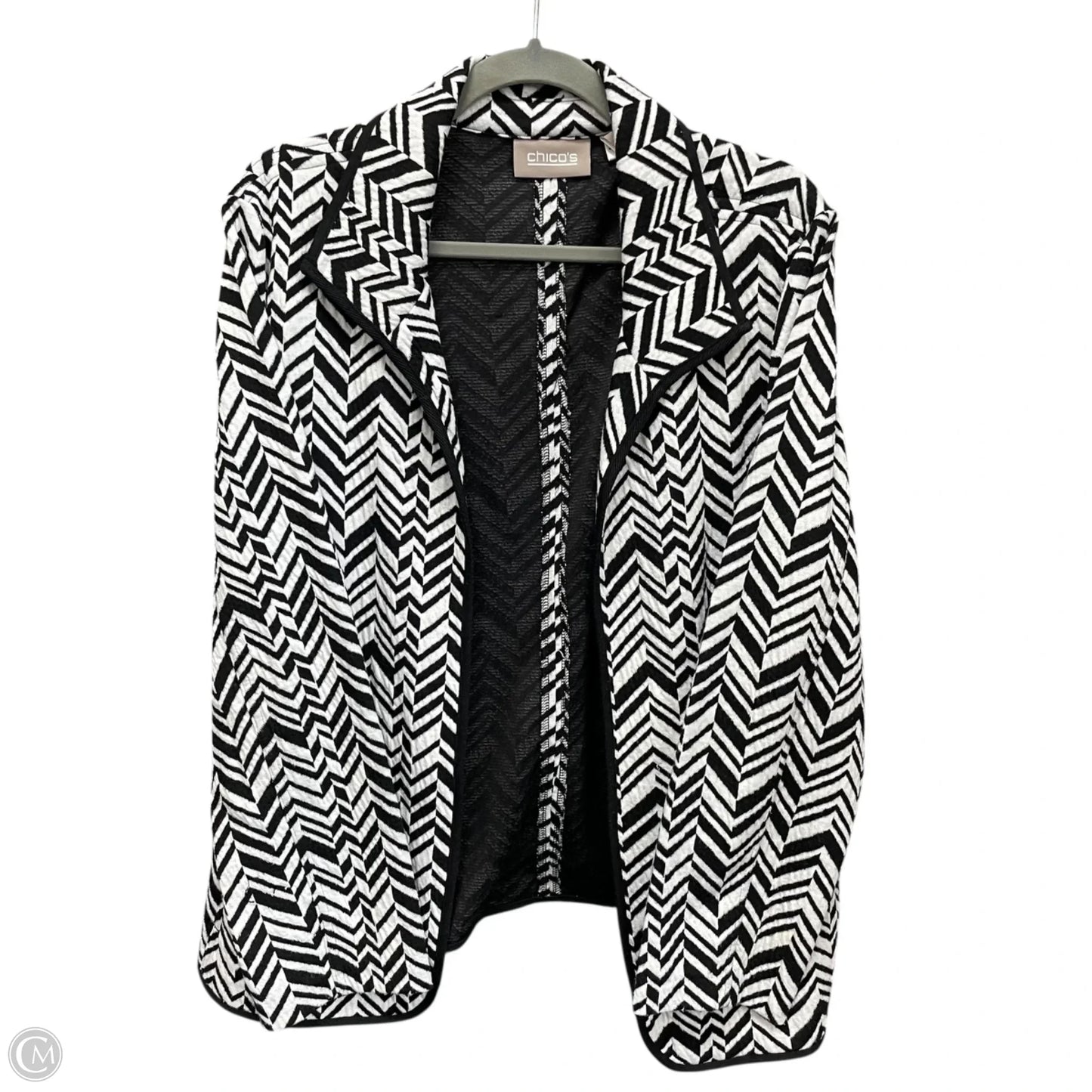 Cardigan By Chicos In Black & White, Size: Xl