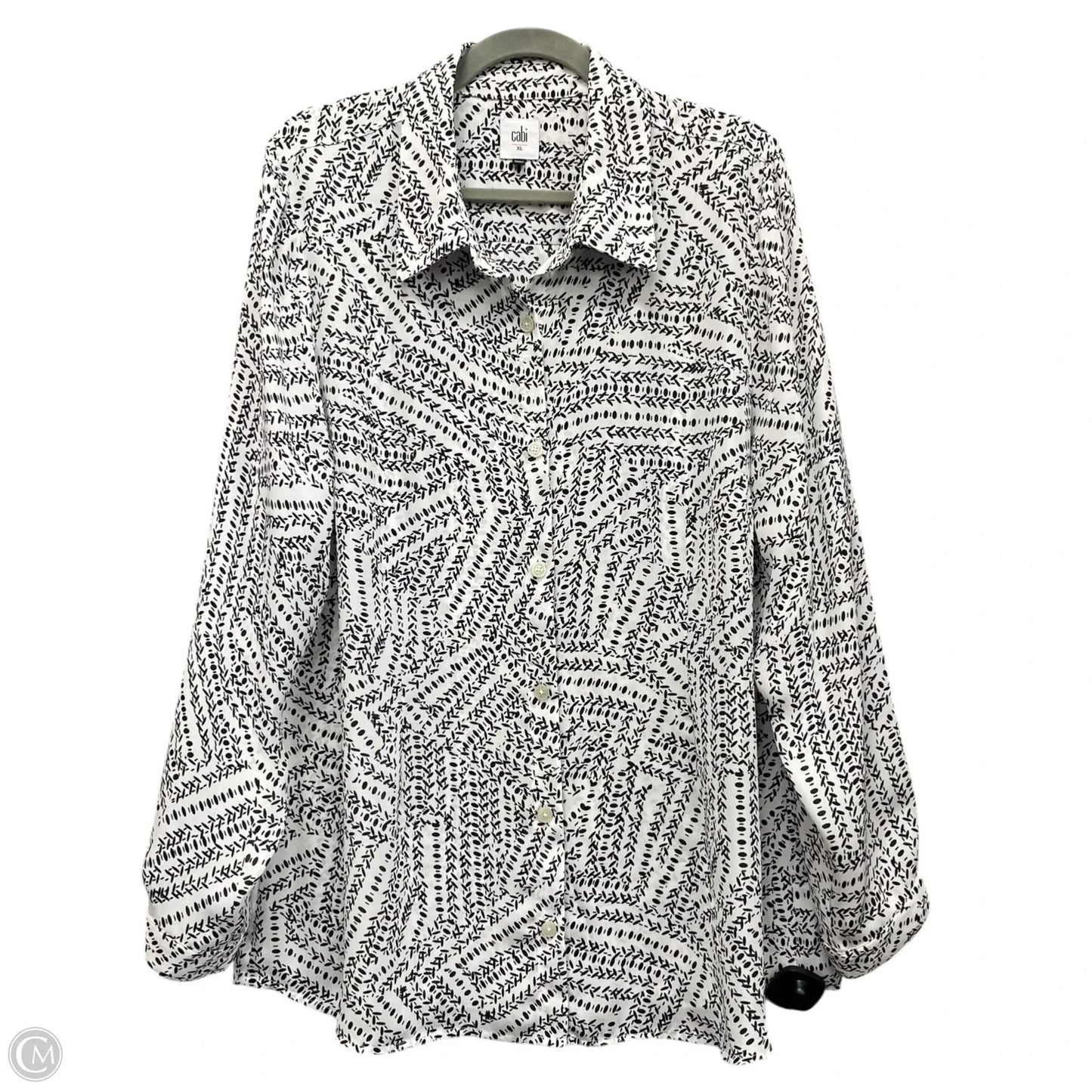 Blouse Long Sleeve By Cabi In Black & White, Size: Xl
