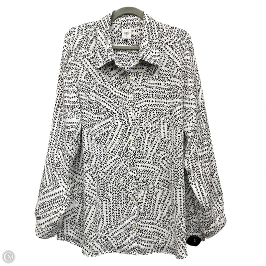 Blouse Long Sleeve By Cabi In Black & White, Size: Xl