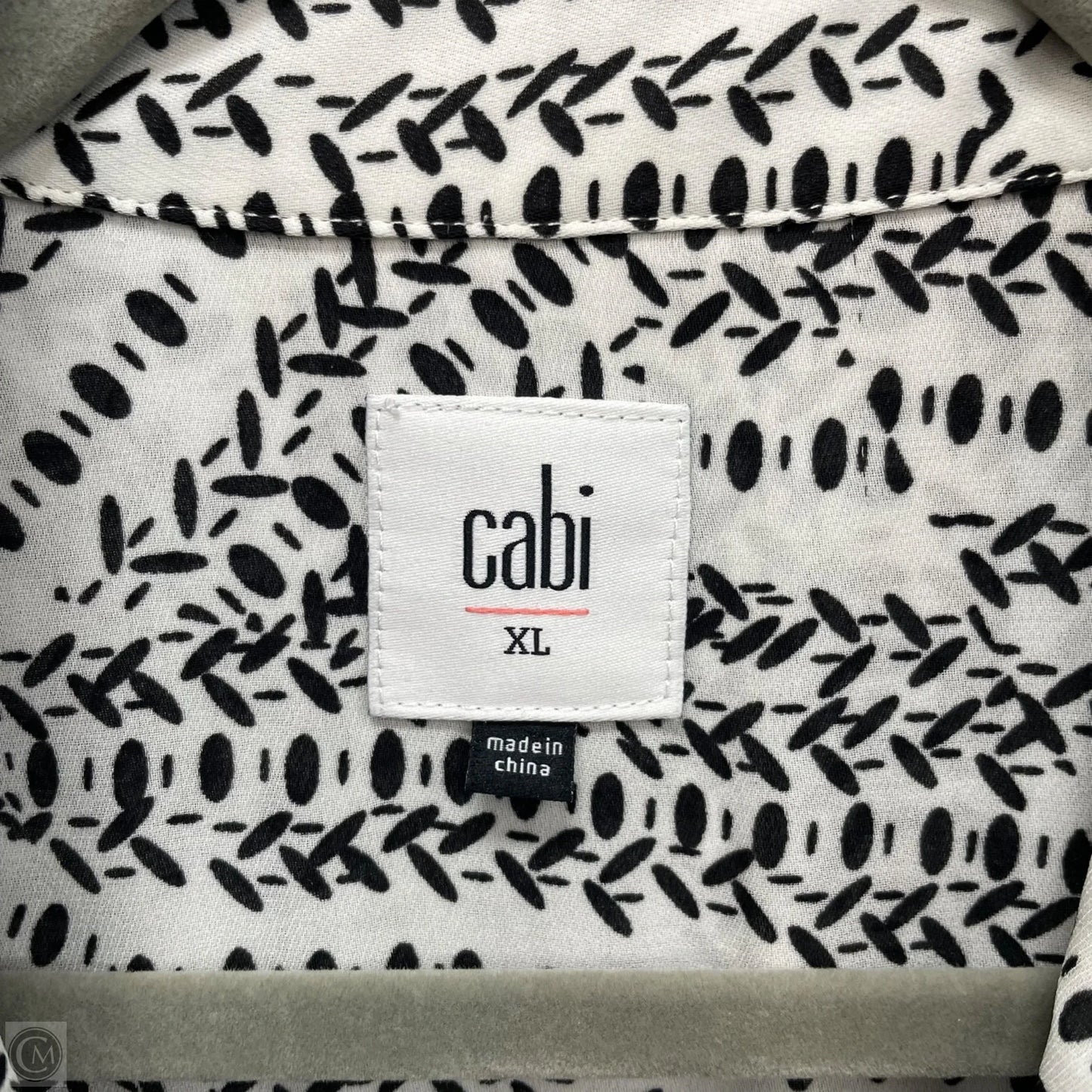 Blouse Long Sleeve By Cabi In Black & White, Size: Xl