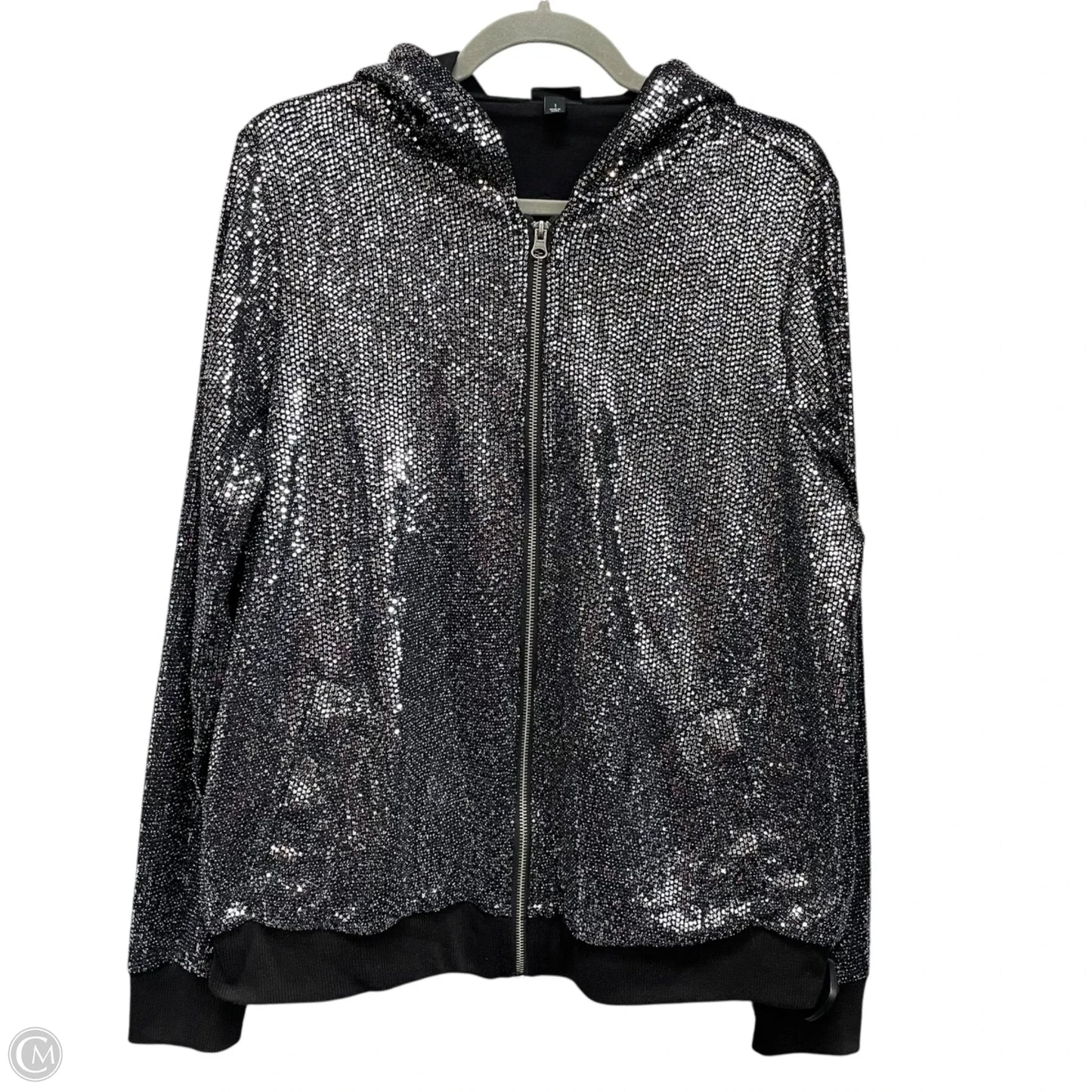 Sweatshirt Hoodie By Torrid In Black & Silver, Size: 1x