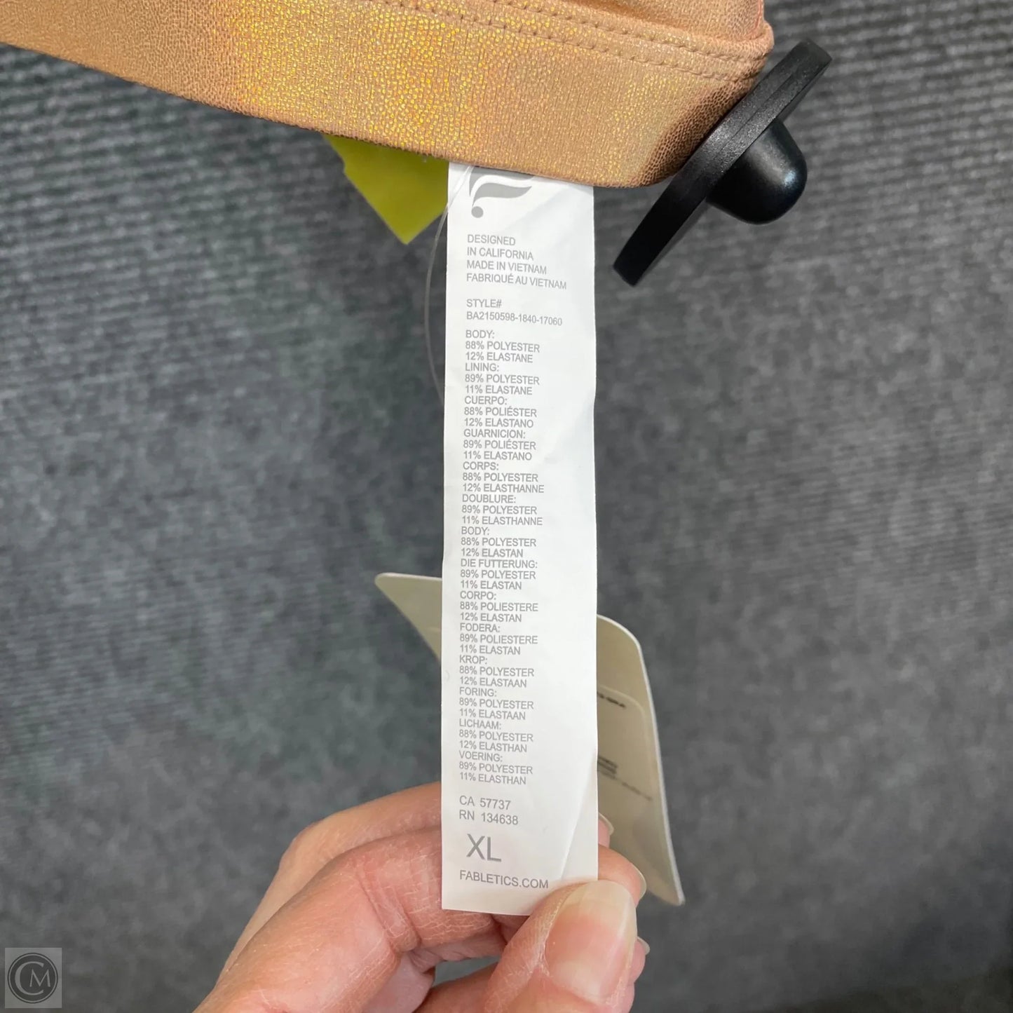 Athletic Bra By Fabletics In Gold, Size: Xl