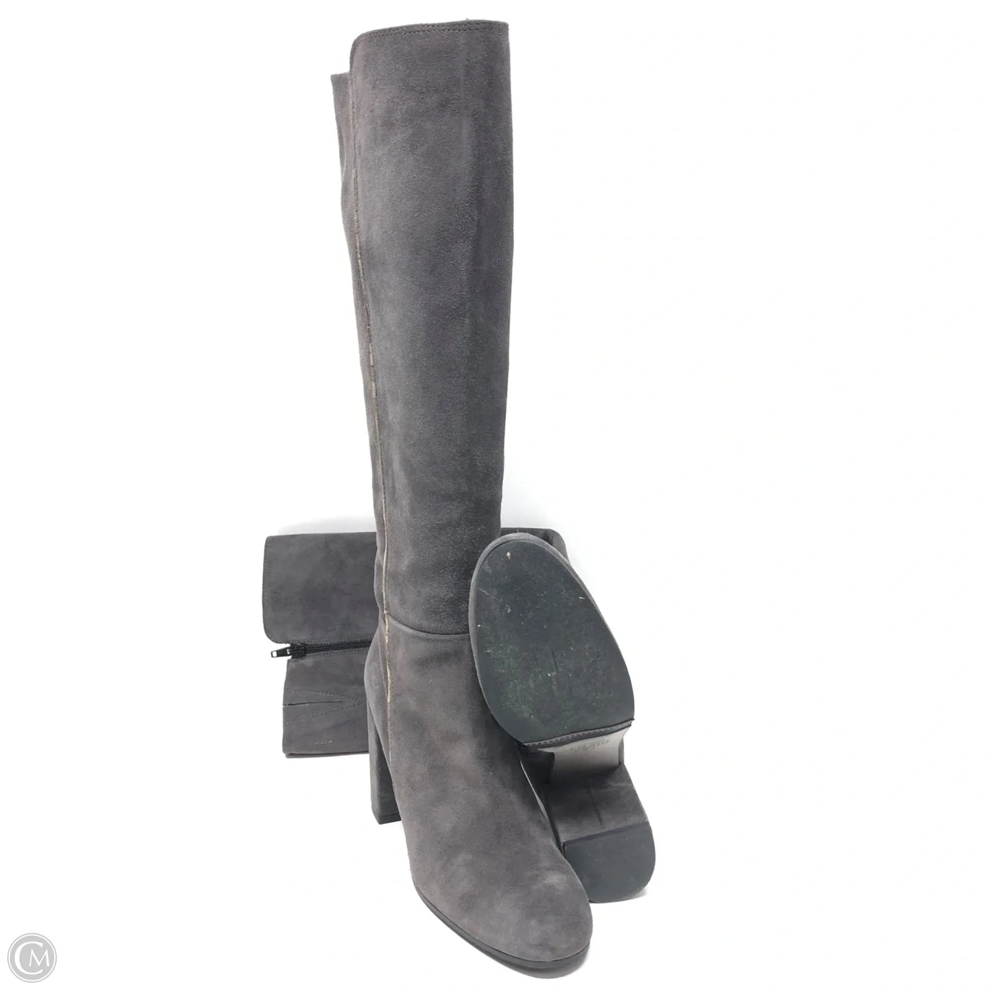 Boots Knee Heels By Cma In Grey, Size: 8.5