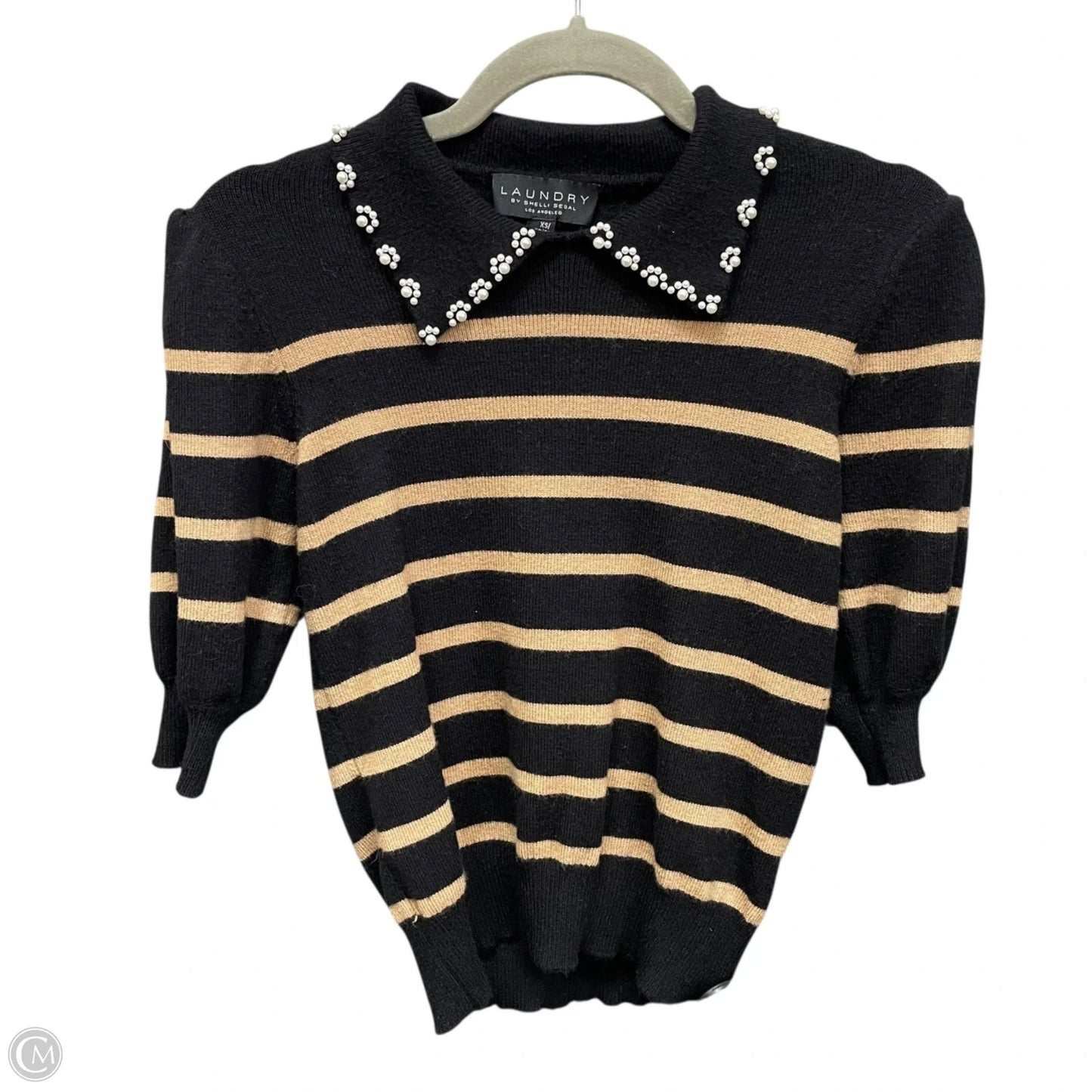 Sweater Short Sleeve By Laundry In Black & Tan, Size: Xs