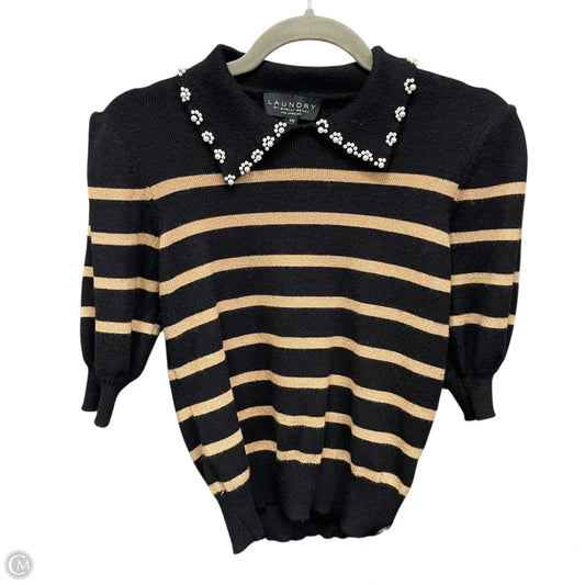 Sweater Short Sleeve By Laundry In Black & Tan, Size: Xs
