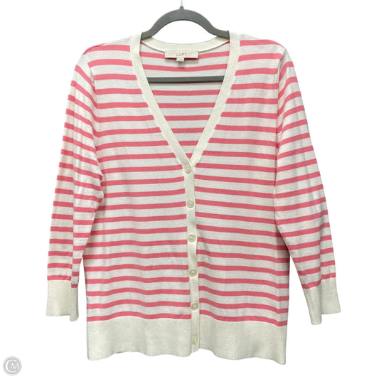 Cardigan By Loft In Pink & White, Size: L