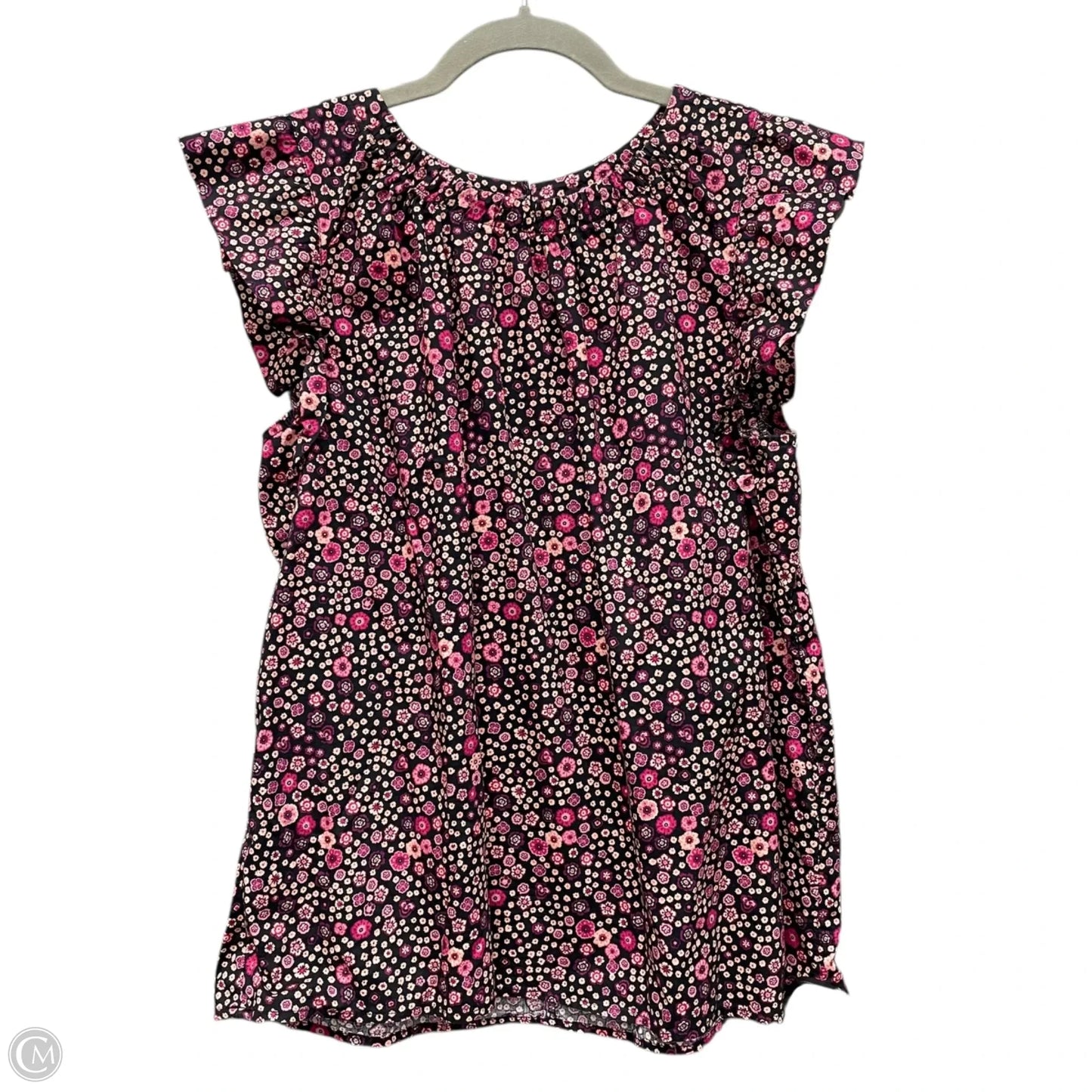 Top Short Sleeve By Loft In Black & Purple, Size: M
