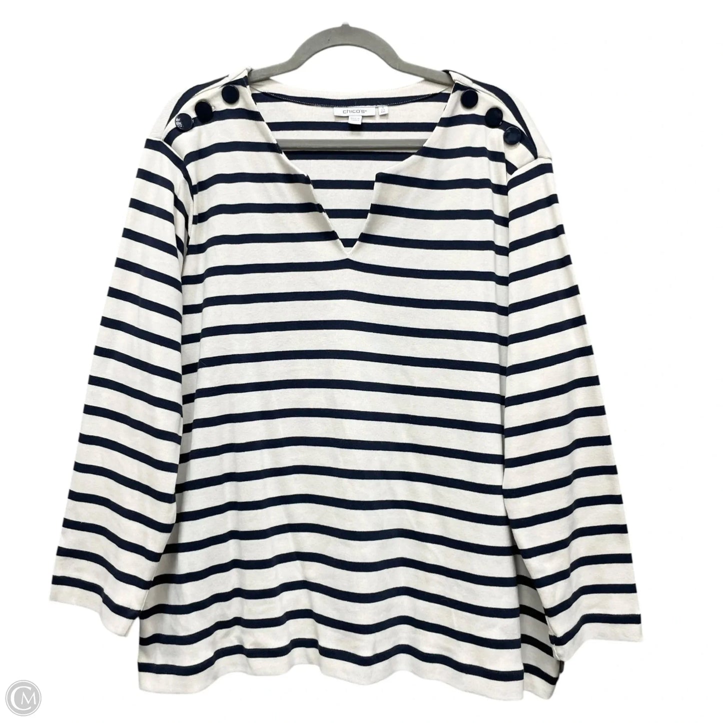 Top Long Sleeve By Chicos In Striped Pattern, Size: 1x