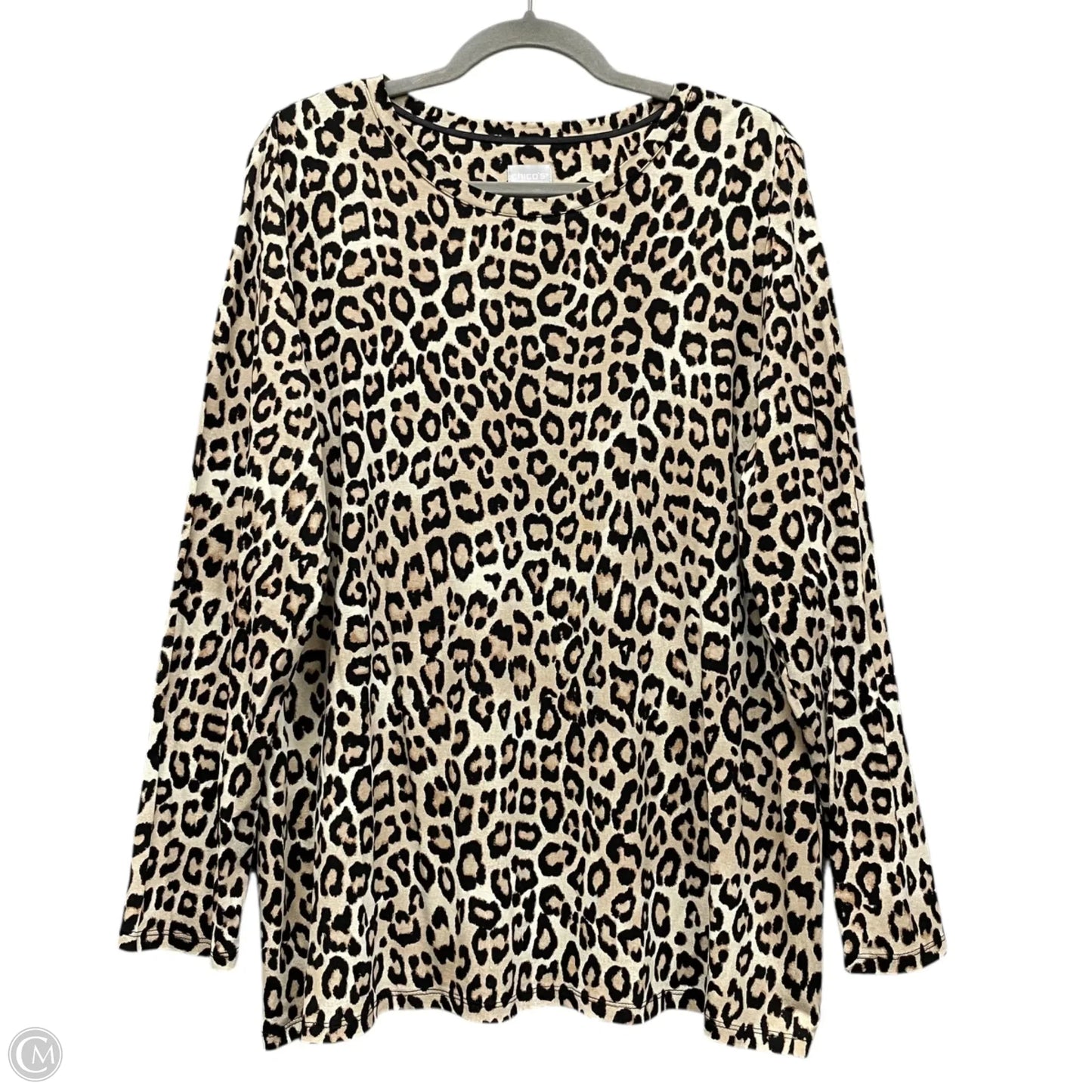 Top Long Sleeve Basic By Chicos In Leopard Print, Size: Xl