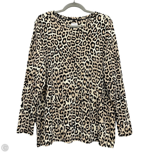 Top Long Sleeve Basic By Chicos In Leopard Print, Size: Xl