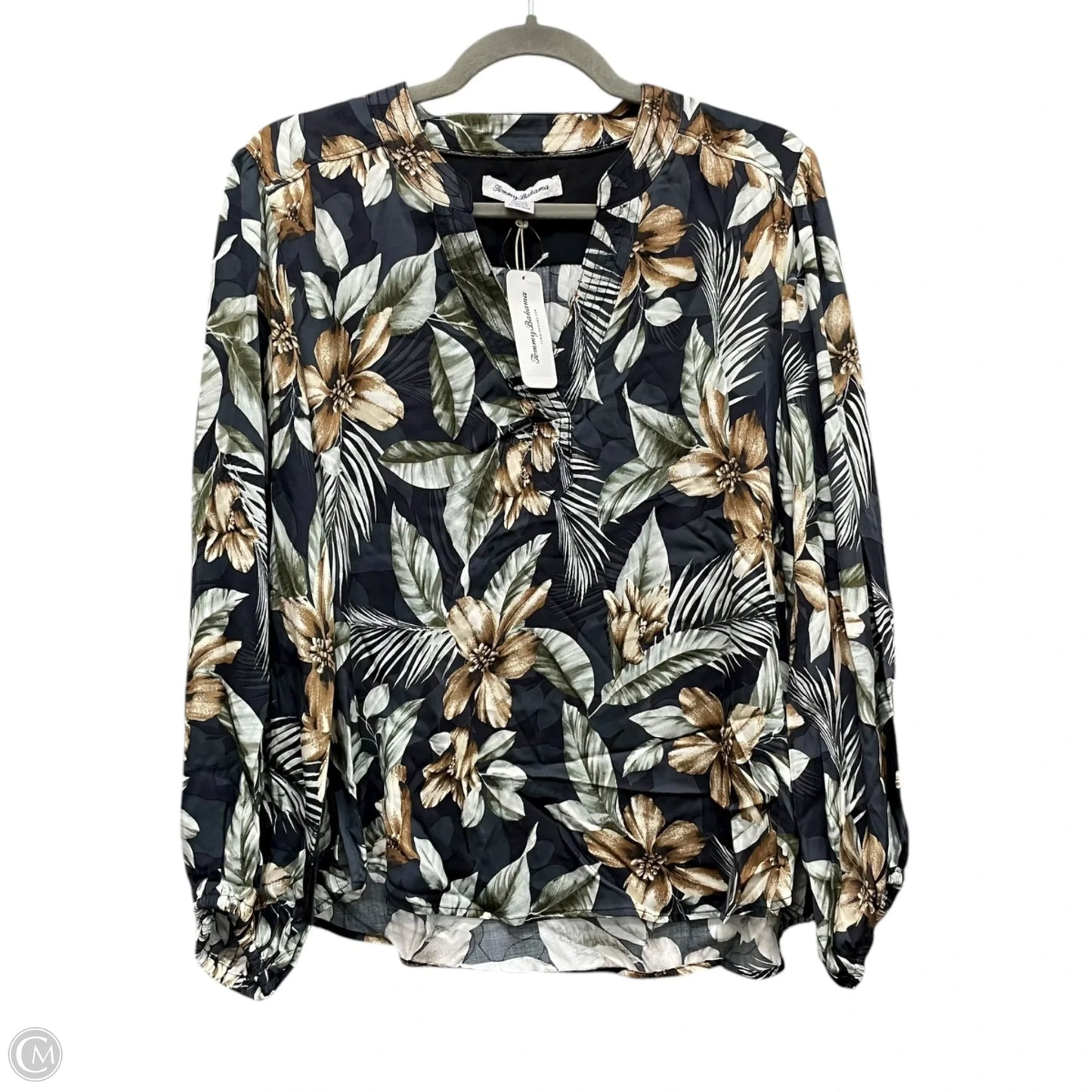 Blouse Long Sleeve By Tommy Bahama In Tropical Print, Size: M