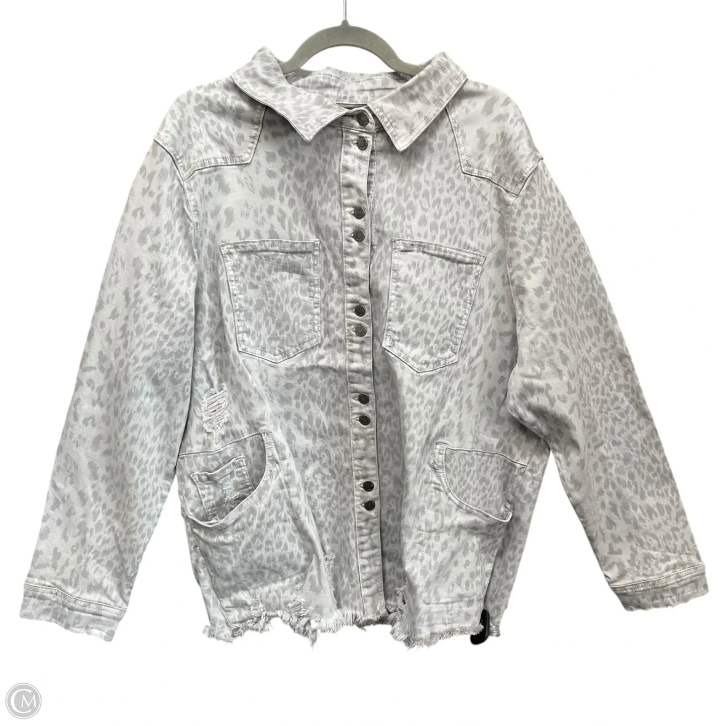 Jacket Denim By Kancan In Grey Denim, Size: Xl