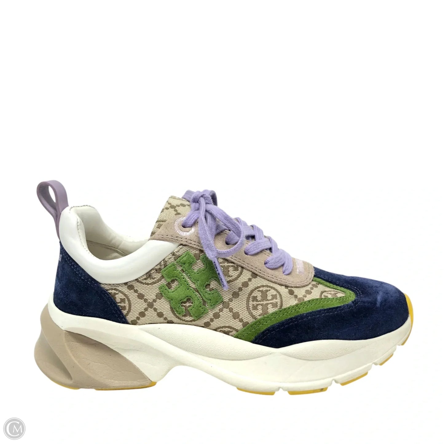 Shoes Designer By Tory Burch In Blue & Tan, Size: 6.5