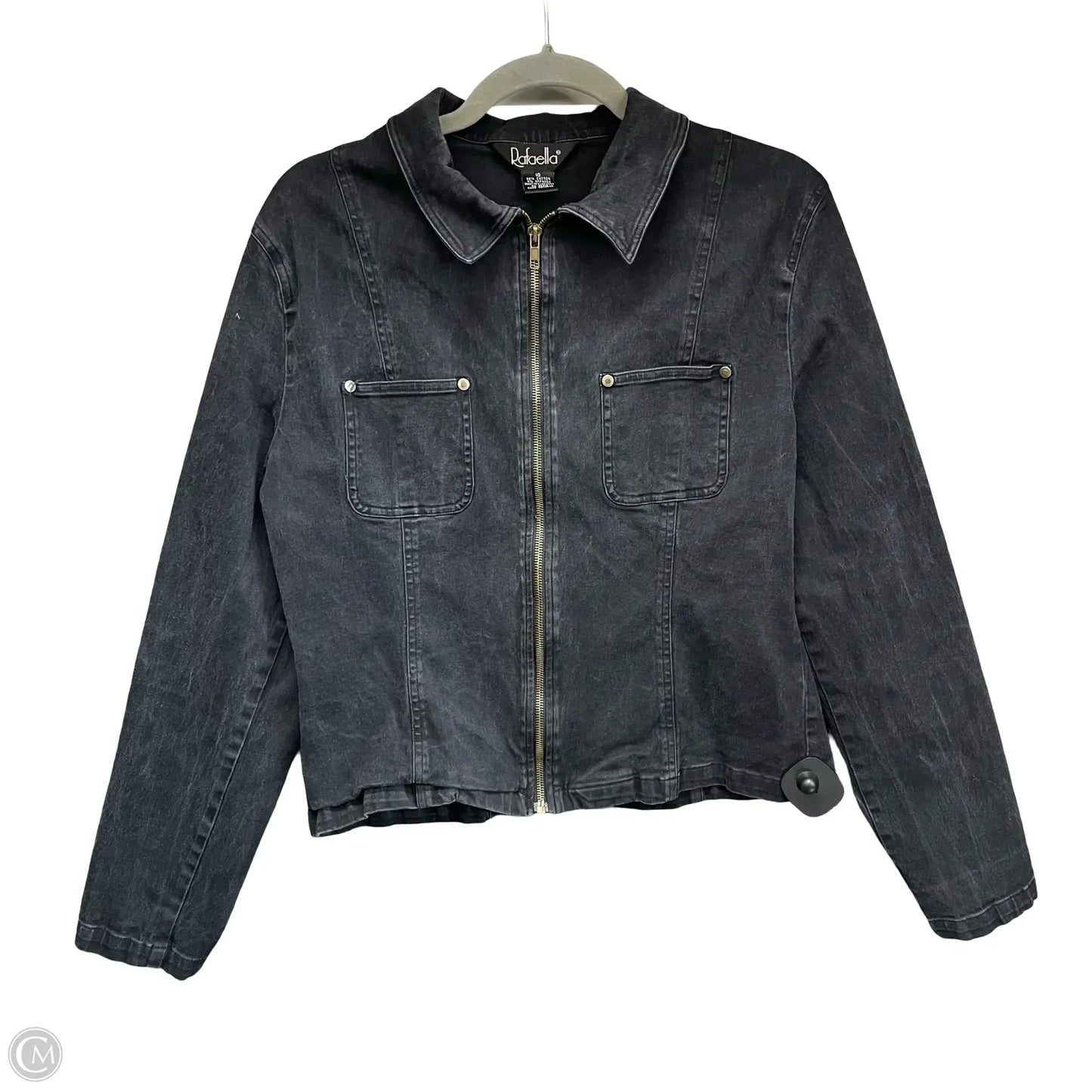Jacket Denim By Rafaella In Black Denim, Size: 10