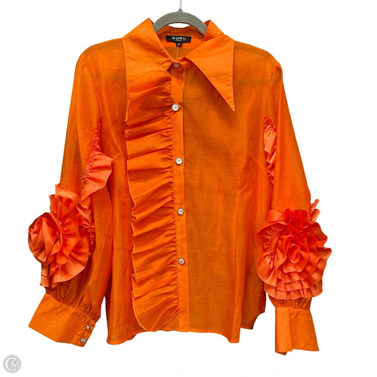 Blouse Long Sleeve By Cme In Orange, Size: Xl