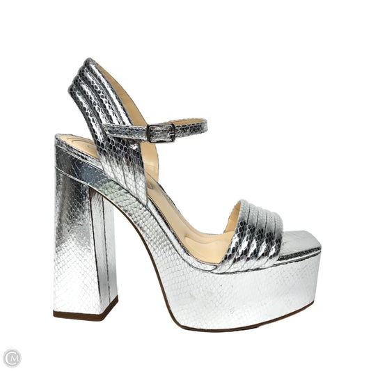 Sandals Heels Platform By Jessica Simpson In Silver, Size: 6