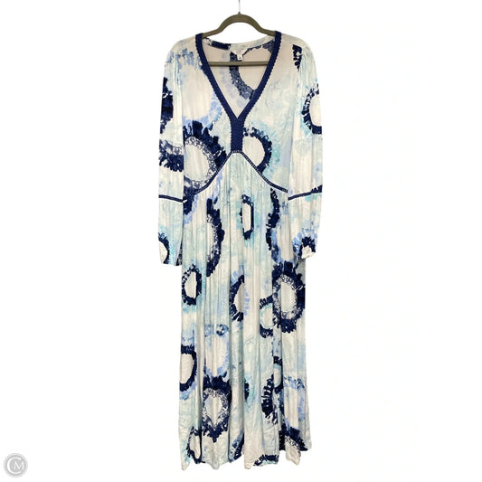 Dress Casual Maxi By Crown And Ivy In Blue & White, Size: L
