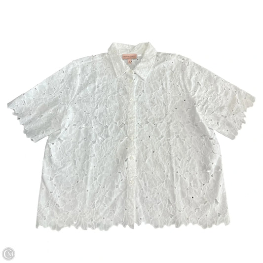 Top Short Sleeve By Chicos In White, Size: 18