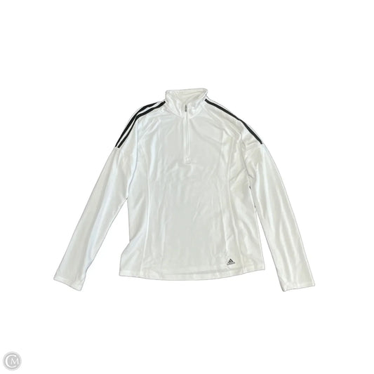 Athletic Top Long Sleeve Collar By Adidas In White, Size: S