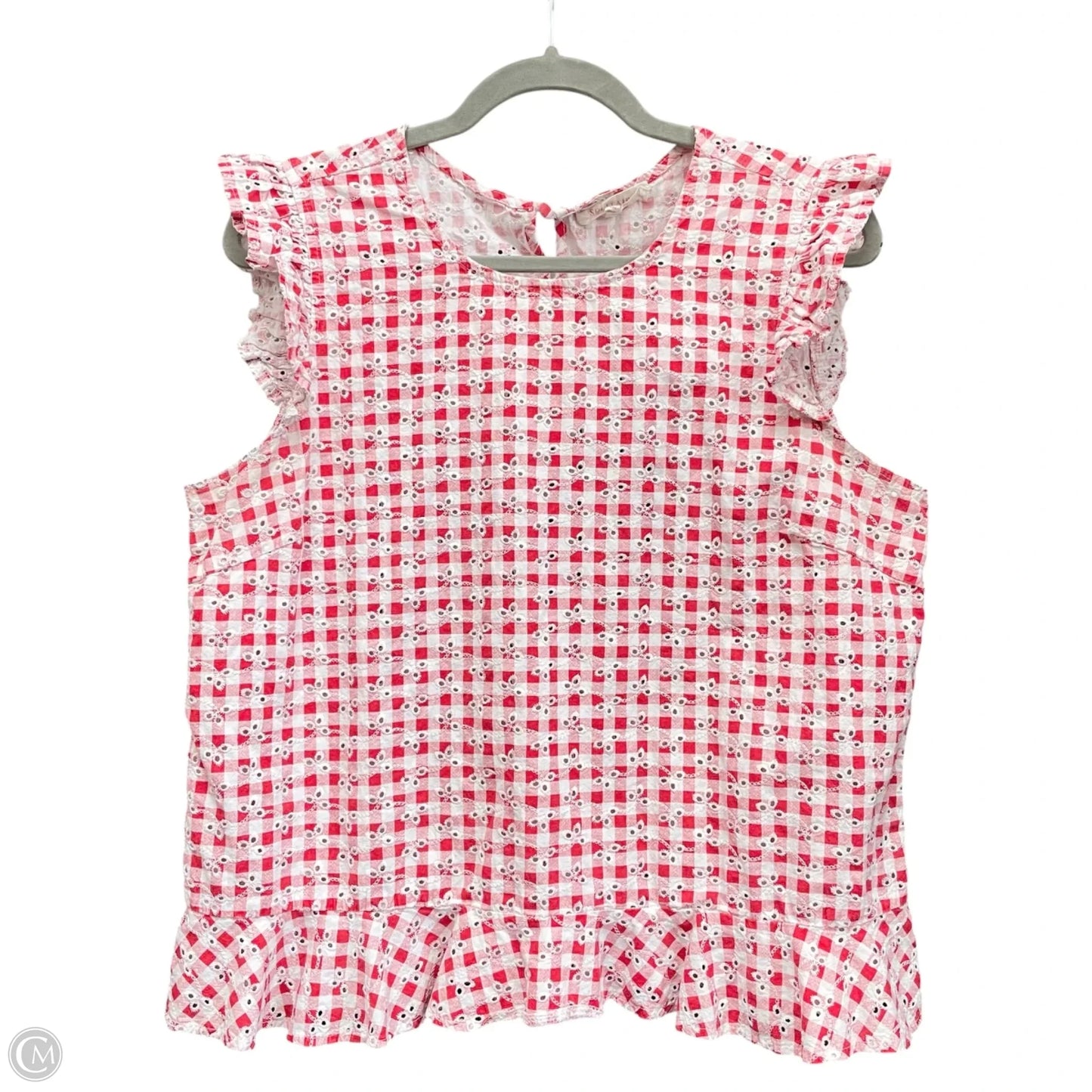 Top Short Sleeve By Solitaire In Red & White, Size: L