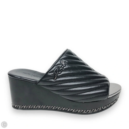 Sandals Heels Wedge By Karl Lagerfeld In Black, Size: 6