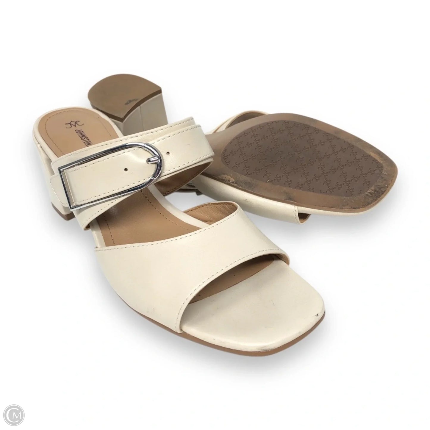 Sandals Heels Block By Johnston & Murphy In Beige, Size: 7.5