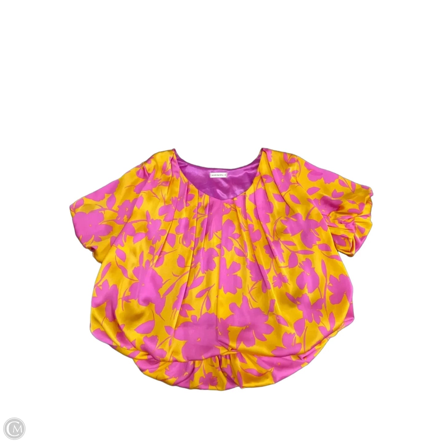 Blouse Short Sleeve By Andthewhy In Orange & Pink, Size: M