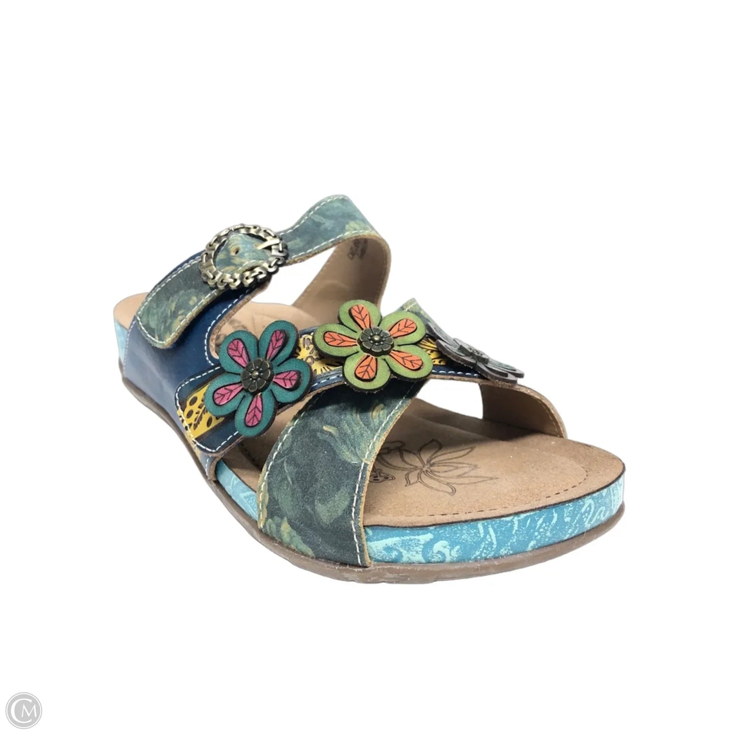 Sandals Heels Wedge By Spring Step In Floral Print, Size: 6.5