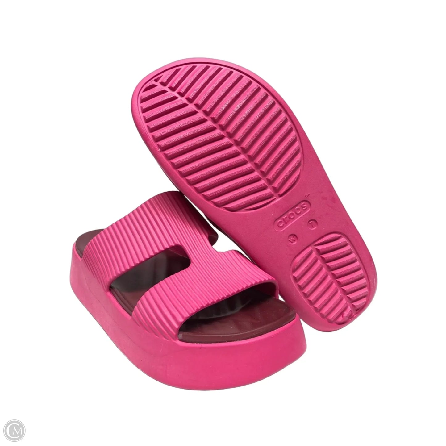 Sandals Heels Platform By Crocs In Pink, Size: 7