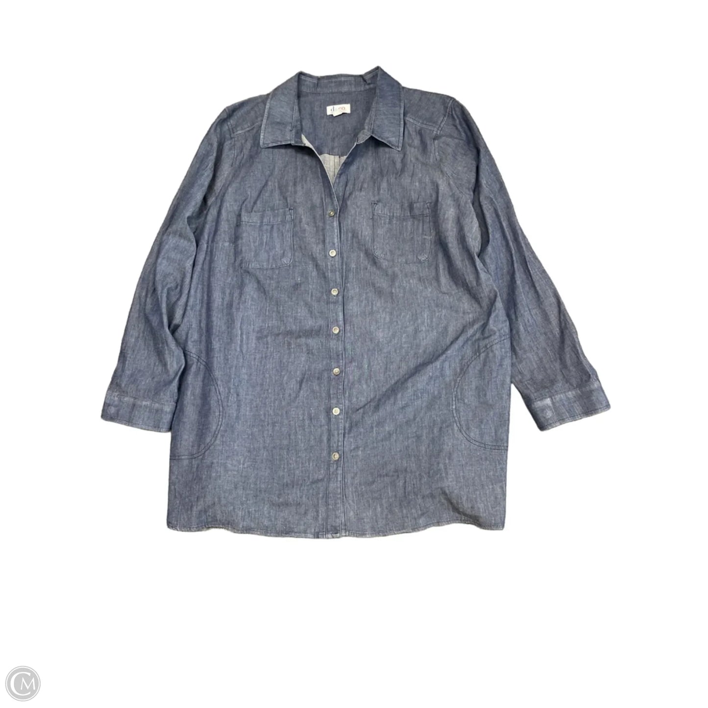 Tunic Long Sleeve By D&co. In Blue Denim, Size: 3x