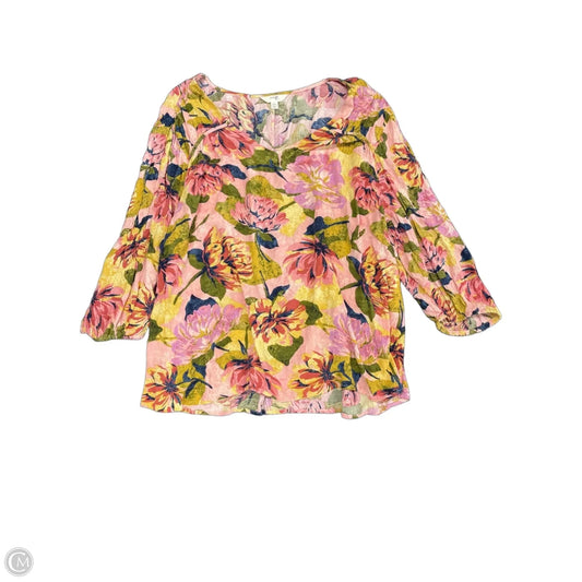 Top 3/4 Sleeve By Terra & Sky In Floral Print, Size: 1x
