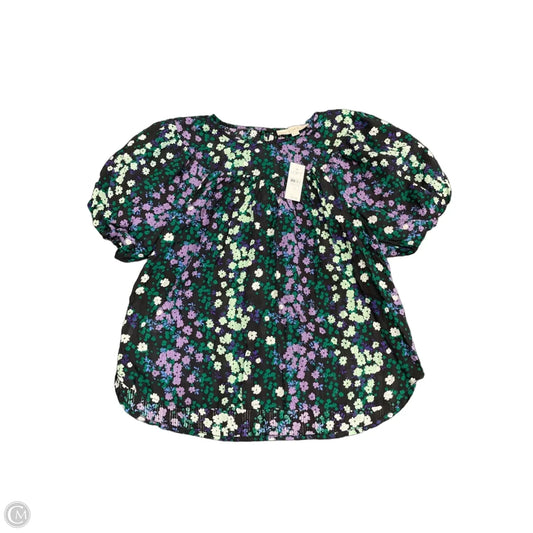 Blouse Short Sleeve By Loft In Green & Purple, Size: Xs
