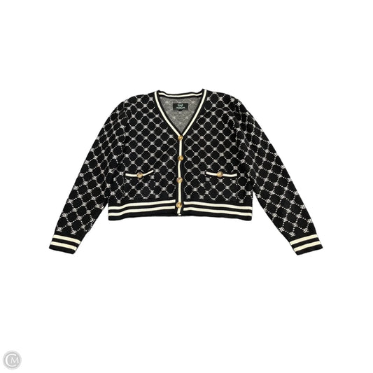 Sweater Cardigan By Cmc In Black & Cream, Size: Xl