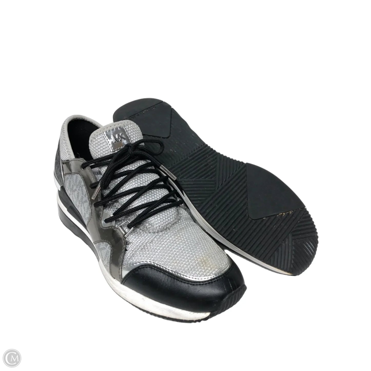 Shoes Heels Wedge By Michael By Michael Kors In Black & Silver, Size: 10